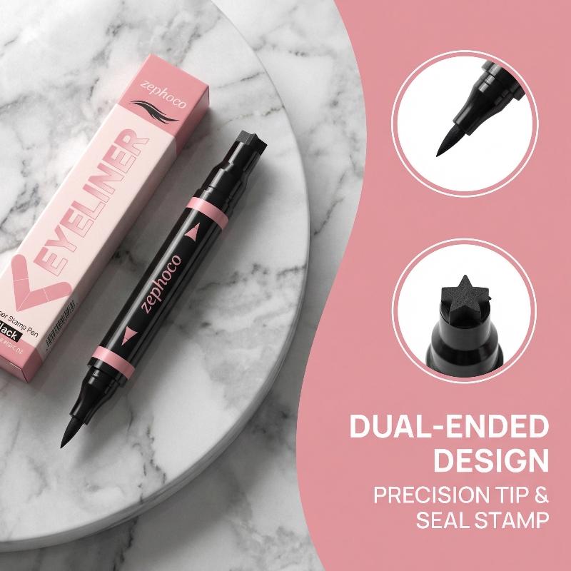 Waterproof Liquid Eyeliner Pen - 블랙 브라운 일체형 아이라이너 스탬프 정밀
