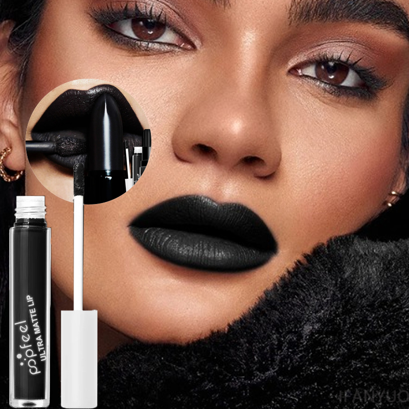 Matte Velvet Lip Tint Long Lasting - 펑크 매트 블랙 리퀴드 립스틱 방수