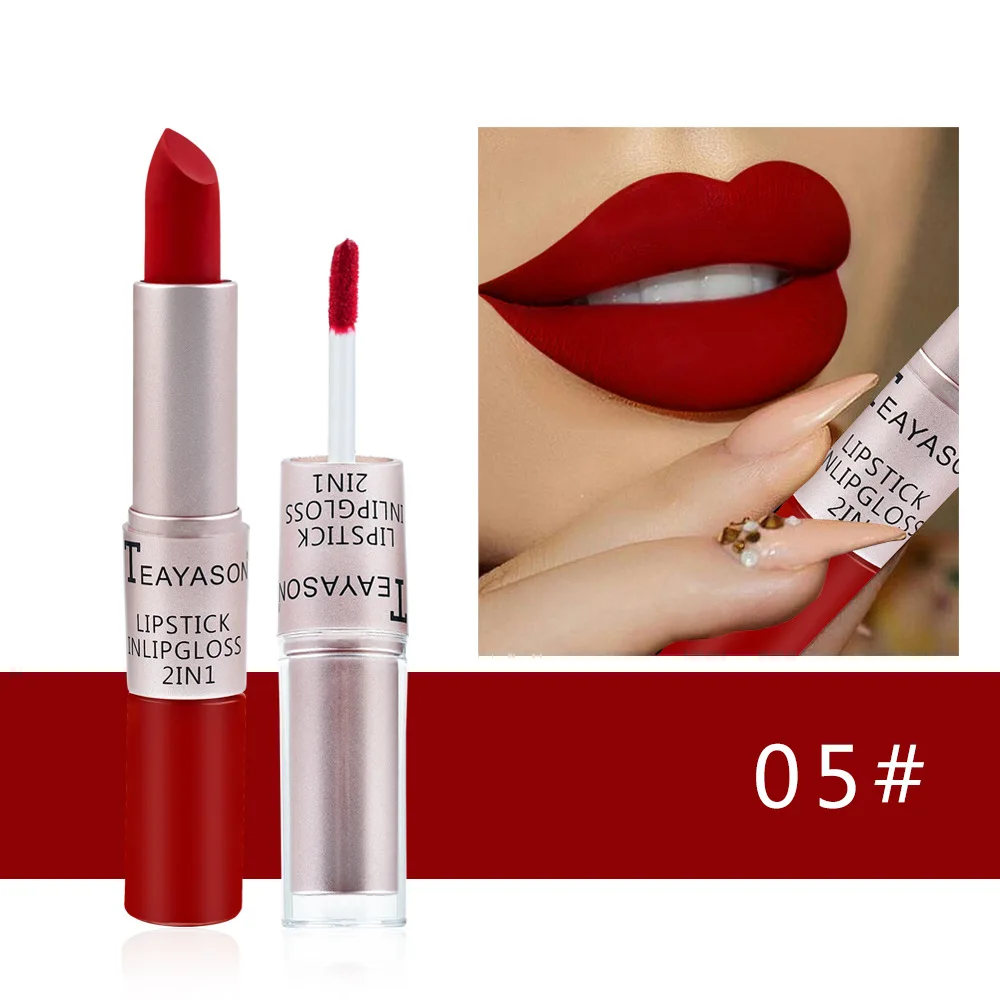 1PC 핑크 립스틱 섹시한 립 글로스 2 in 1 립  - Matte Velvet Lip Tint Long Lasting 리뷰 및 가격