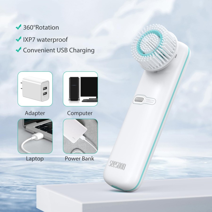 페이셜 클렌징 브러쉬, 충전식 IPX7 방수 자동 거품 - Silicone Face Scrubber Electric 리뷰 및 가격