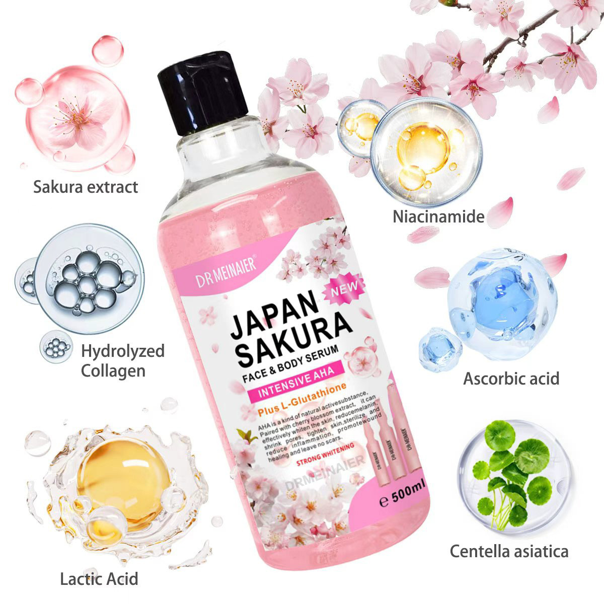 500ml 일본 사쿠라 페이스 바디 세럼 모공 축소 브 - Niacinamide Pore Shrinking Essence 리뷰 및 가격