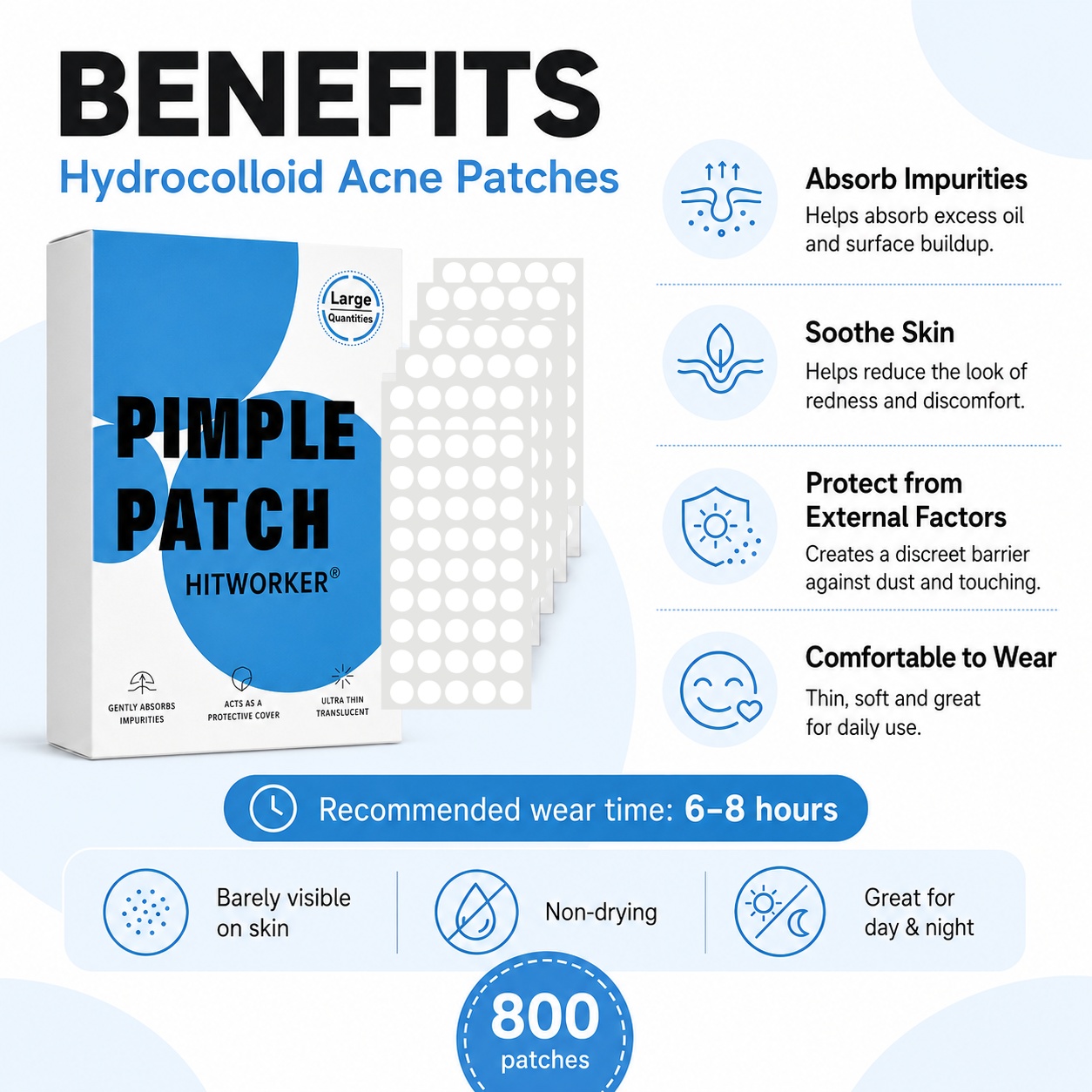 800개 하이드로콜로이드 여드름 패치, 투명 블레미쉬  - Skincare 리뷰 및 가격