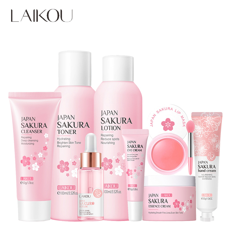 LAIKOU 사쿠라 페이셜 스킨 케어 세트, 보습 영양 - Hyaluronic Acid Facial Serum 리뷰 및 가격